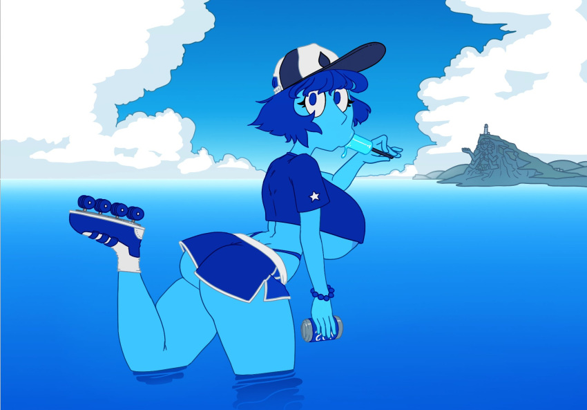 2020s 2024 :>= alien alien_girl alien_humanoid alternate_breast_size alternate_costume ass_focus azai baseball_cap baseball_uniform beach big_ass big_breasts big_lips cartoon_network clothed dolphin_shorts female female_only gem_(species) huge_breasts lapis_lazuli_(bob) lapis_lazuli_(steven_universe) lips popsicle semi-genderless semi-genderless_female short_shorts shorts side_slit side_slit_shorts skimpy solo steven_universe sucking tagme tomboy two_tone_bottomwear two_tone_bottomwear_(blueandwhite)