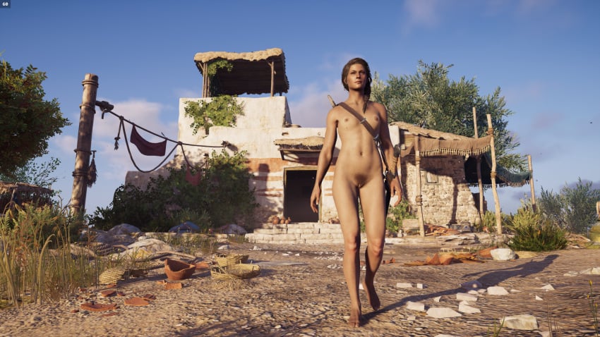 1girls 3d artistic_nude assassin's_creed_(series) assassin's_creed_odyssey avalorne brown_hair completely_nude completely_nude_female kassandra mod nude nude_female nude_mod pubic_hair