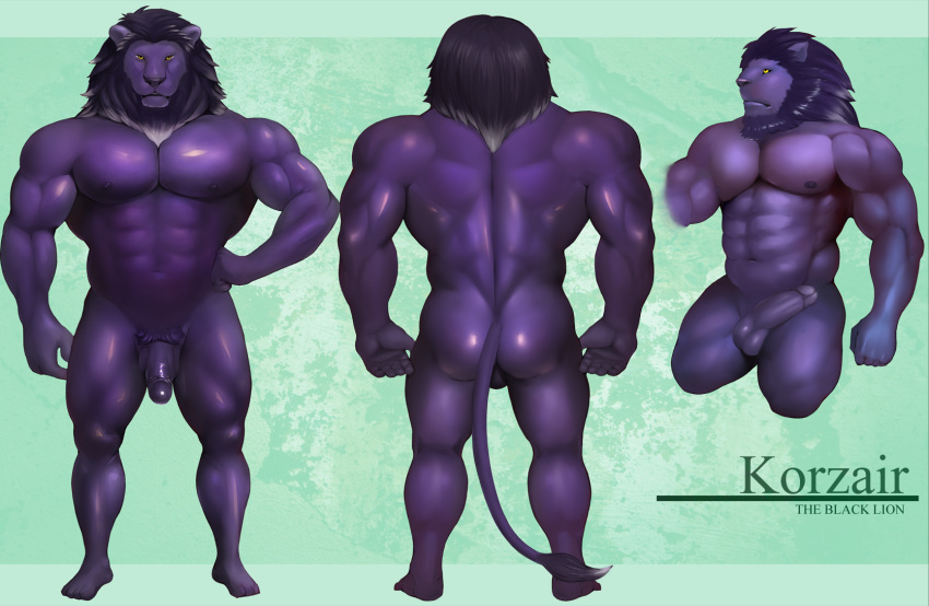 abs anthro ass balls biceps big_muscles bulk erection feline fur humanoid korzair_lion lion male male_only mammal mane model_sheet musclegod124 muscles nipples pecs penis pose solo standing toned