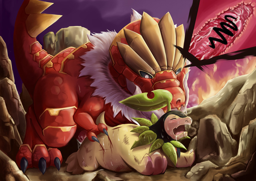 bayleef feral feral_on_feral male nicobay nintendo original_character pokemon pokemon_(species) tyrantrum video_games yaoi