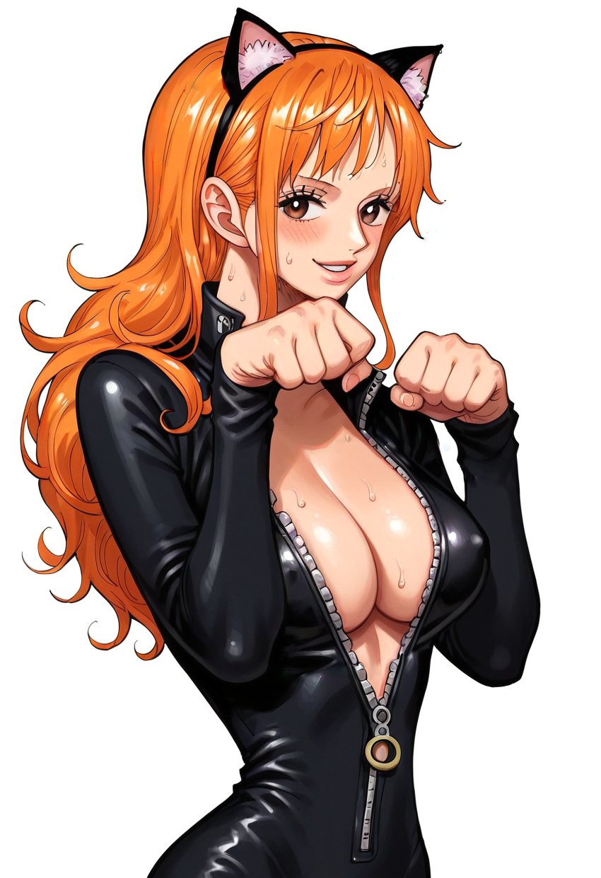 ai_generated artist_request cat_ears cosplay female female_only nami nami_(one_piece) one_piece tagme z4zt3l4