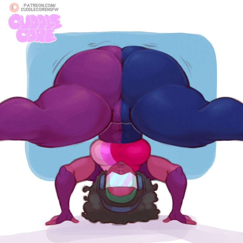 1girls ass big_ass breasts bubble_butt cuddlecore dat_ass fat_ass female female_only garnet_(steven_universe) gem_(species) handstand headphones huge_ass large_ass looking_at_viewer solo steven_universe thick_ass thick_thighs upside-down visor wide_hips