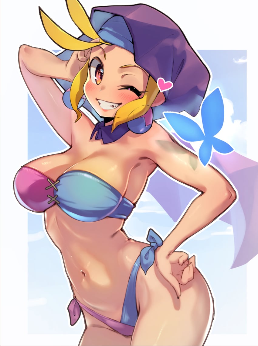 breasts female female_only life_is_pi one_eye_closed shantae sky_(shantae) solo