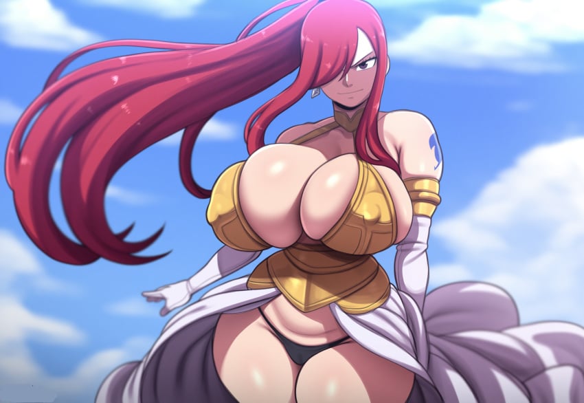 1girls ai_generated big_breasts erza_scarlet fairy_tail huge_breasts large_breasts mullon novelai red_hair thick_thighs voluptuous voluptuous_female wide_hips