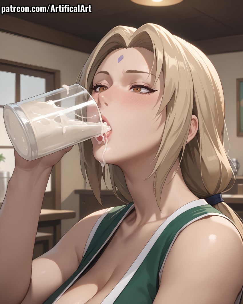 1girls ai_generated artifical_art big_breasts blonde_hair blush boruto:_naruto_next_generations brown_eyes cum cum_drinking cum_glass cum_in_glass cum_in_mouth drinking_cum drinking_semen dripping dripping_cum dripping_semen female forehead_mark glass_of_cum hokage light-skinned_female light_skin mature mature_female milf naruto naruto_(series) naruto_shippuden open_mouth perfect_body semen semen_in_mouth solo tsunade tsunade_(naruto) tsunade_senju