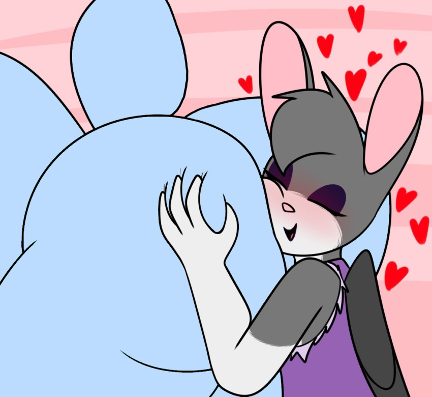 animal_crossing anthro anthro_on_anthro ass big_butt blue_body blue_fur blush bovid butt_grab caprine closed_eyes duo face_in_ass fur goat grey_body grey_fur grey_hair hair hand_on_butt heart_symbol lagomorph leporid male male/male mammal mr_rottson multicolored_body multicolored_fur nintendo open_mouth pink_inner_ear rabbit rotto_(mrrottson) sherb_(animal_crossing) short_tail smile tail white_body white_fur wings