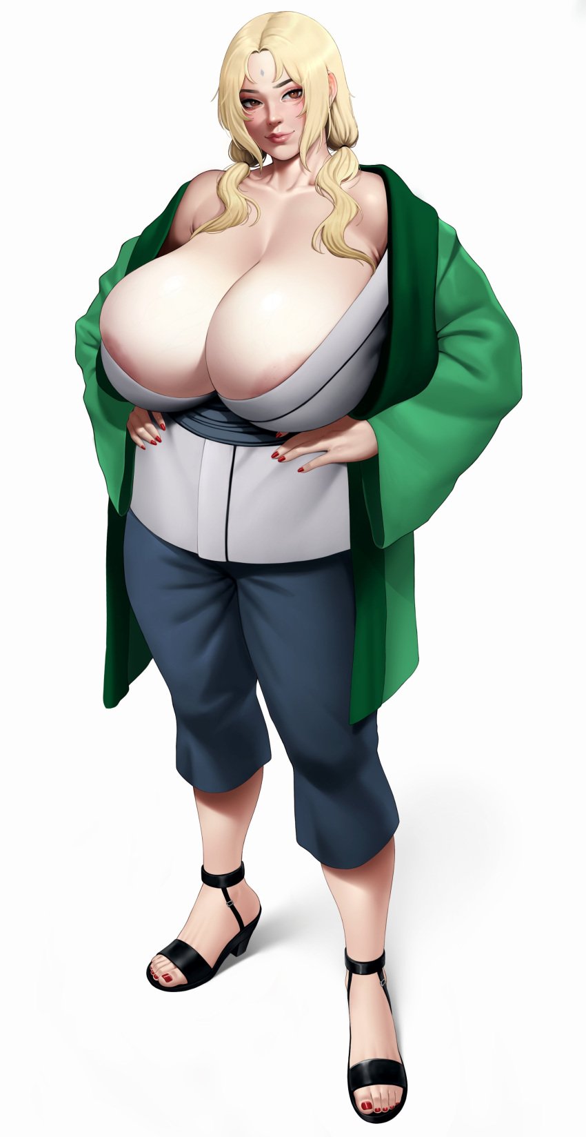 1girls big_breasts blonde_hair brown_eyes cleavage clothed clothing huge_breasts light-skinned_female light_skin looking_at_viewer luenartt mature_female naruto naruto_(classic) naruto_(series) naruto_shippuden no_bra tsunade voluptuous voluptuous_female