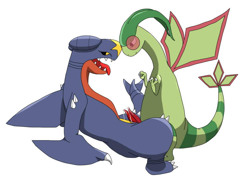 arthropod cum dinosaur dragonfly duo fish flygon frottage garchomp insects male marine nintendo penis plain_background pokemon pokemon_(species) precum sex sfbwd shark tongue yaoi