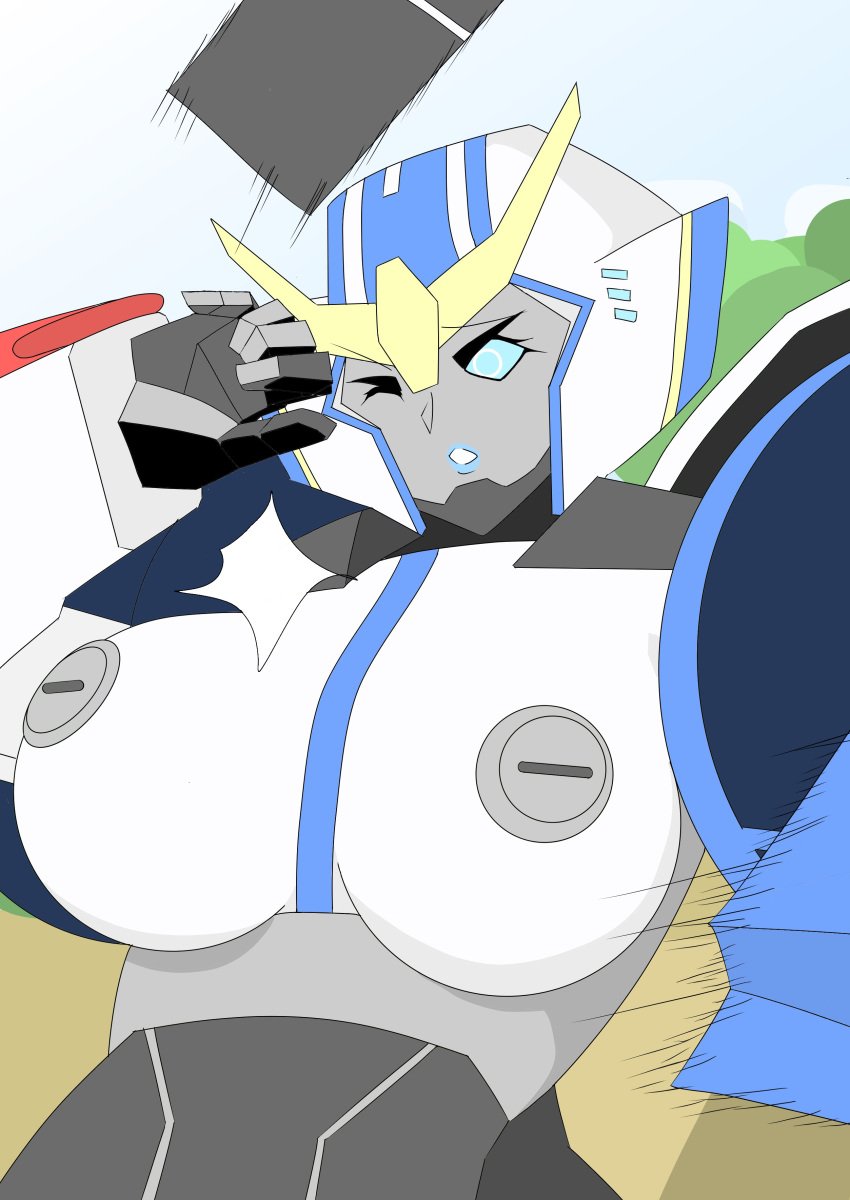 1girls areolae breasts curvy female female_only huge_breasts robot robot_girl solo strongarm_(transformers) topless transformers transformers_robots_in_disguise_(2015) unknown_artist