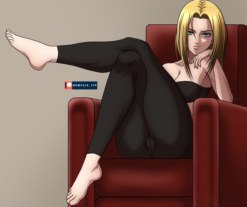 1girls attack_on_titan barefoot blonde_female blonde_hair blonde_hair_female blue_eyes classy classy_female completely_nude completely_nude_female crossed_legs edited_by_uploader feet female hair_down hand_under_chin historia_reiss legs_crossed legs_up light-skinned_female light_skin long_hair looking_at_viewer nemesis179 posing_for_the_viewer presenting_pussy pussy queen red_couch royal royalty seductive seductive_look seductive_pose seductive_smile shingeki_no_kyojin sitting_on_couch smile solo tight_clothing tight_leggings