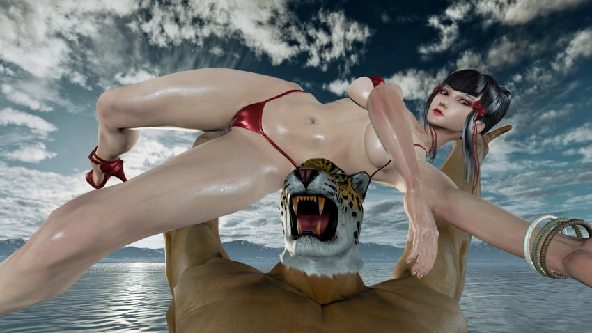 big_ass big_breasts jaguar_mask kazumi_mishima king_(tekken) micro_bikini milf namco nude_male tekken tekken_7