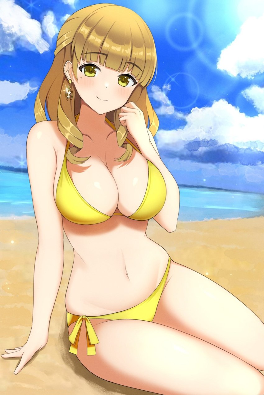 1girls adult adult_female arm_support ayato_utae bare_arms bare_belly bare_chest bare_hands bare_hips bare_legs bare_midriff bare_navel bare_shoulders bare_skin bare_thighs beach belly belly_button bikini bikini_bottom bikini_only bikini_top blue_background blue_sky blunt_bangs blush blush_face blushed_face blushing_face blushing_female breasts brown_eyebrows brown_hair brown_hair_female busty busty_female busty_girl cleavage clouds coast collarbone curvaceous curvaceous_body curvaceous_female curvaceous_figure curvaceous_hips curvaceous_thighs curvy curvy_body curvy_female curvy_figure curvy_hips curvy_thighs dolphin_wave dot_nose ear_piercing earrings elbows exposed_arms exposed_belly exposed_chest exposed_hips exposed_legs exposed_midriff exposed_navel exposed_shoulders exposed_skin exposed_thighs fair_skin female female_focus female_naked female_only fingernails fingers groin half_naked half_nude head_tilt high_resolution highres horizon hourglass_figure large_breasts lean_body lean_figure legs legs_closed legs_together light-skined_female light-skinned light-skinned_female light_skin light_skin_female light_skinned light_skinned_female long_hair looking_at_viewer mature mature_female midriff mole mole_under_eye naked naked_female naked_woman narrow_waist navel nude nude_female nudity ocean outdoor outdoor_nudity outdoors outside partially_naked pierced_ear sand sea seaside semi_nude shoulders side-tie_bikini sitting sky slender_body slender_waist slim_girl slim_waist smile smiley_face smiling smiling_at_viewer smooth_skin solo string_bikini surippa1010 swimsuit swimwear thick_thighs thighs thin_waist tilted_head upper_body v-line wide_hips yellow_bikini yellow_bikini_bottom yellow_bikini_top yellow_eyes yellow_eyes_female yellow_string_bikini yellow_swimsuit yellow_swimwear