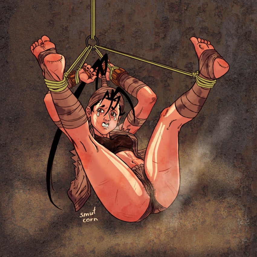 2d ass bondage bubble_butt busty capcom erect_nipples female female_only hourglass_figure ibuki_(street_fighter) navel nipple_bulge pubic_hair pubic_hair_peek rope rope_bondage smutcorn street_fighter street_fighter_iii tagme wide_hips