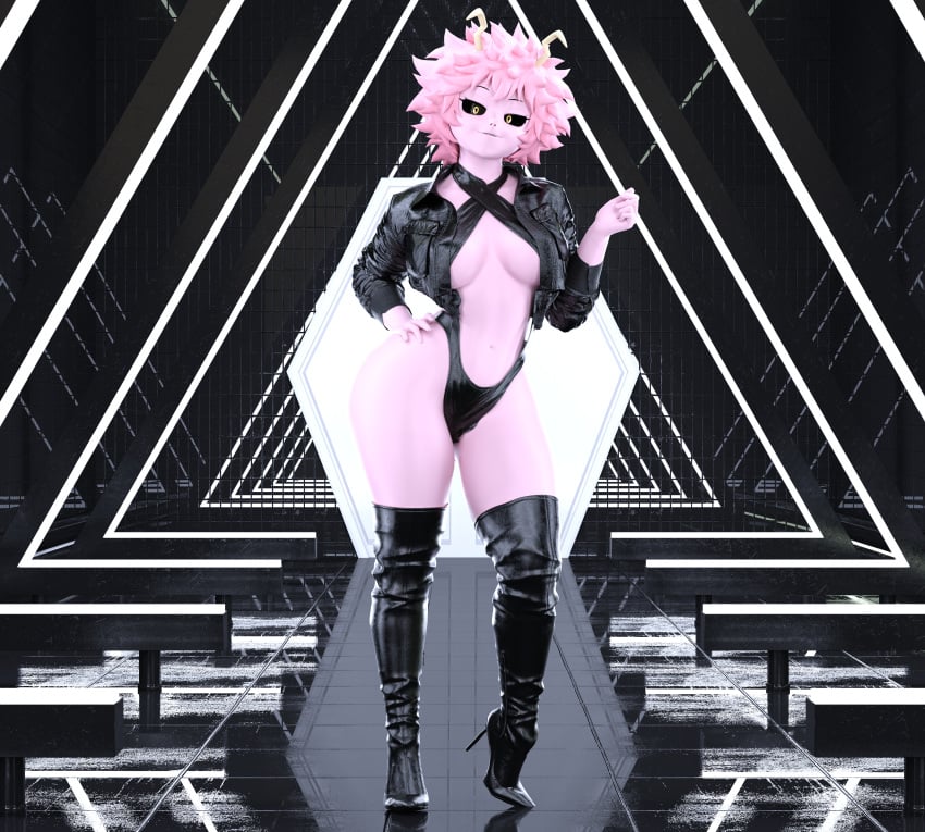 3d ashido_mina curvy looking_at_viewer mina_ashido my_hero_academia smile