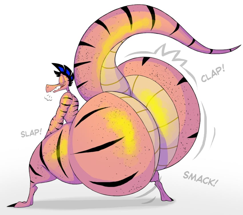 anthro ass ass ass_clapping ass_focus clapping_cheeks closed_eyes dinosaur freckles freckles_on_ass freckles_on_face furry iggy_the_raptor_(schplingnops) male male_focus male_only mohawk orange_skin scalie schplingnops shaking_ass shaking_butt solo solo_focus solo_male tagme tail twerking wiggling_ass