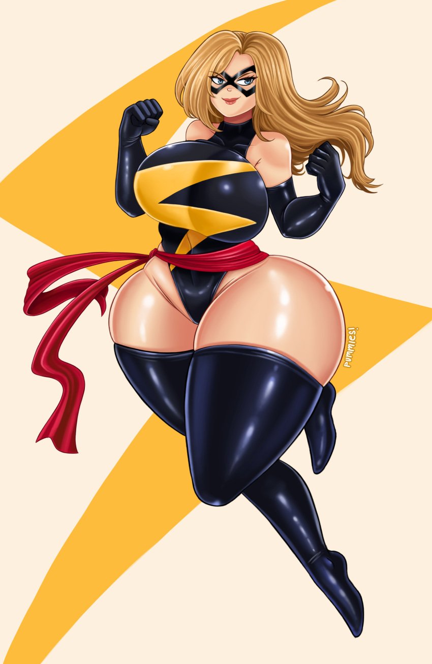 1girls 2025 blonde_hair blonde_hair_female boobs boots breasts carol_danvers curvaceous curvy curvy_body curvy_figure female_only gloves leotard long_boots long_hair long_hair_female marvel marvel_comics mask masked masked_female ms._marvel ms._marvel_(carol_danvers) pummies scarf solo solo_female solo_focus superhero superhero_costume superheroine tits very_high_resolution