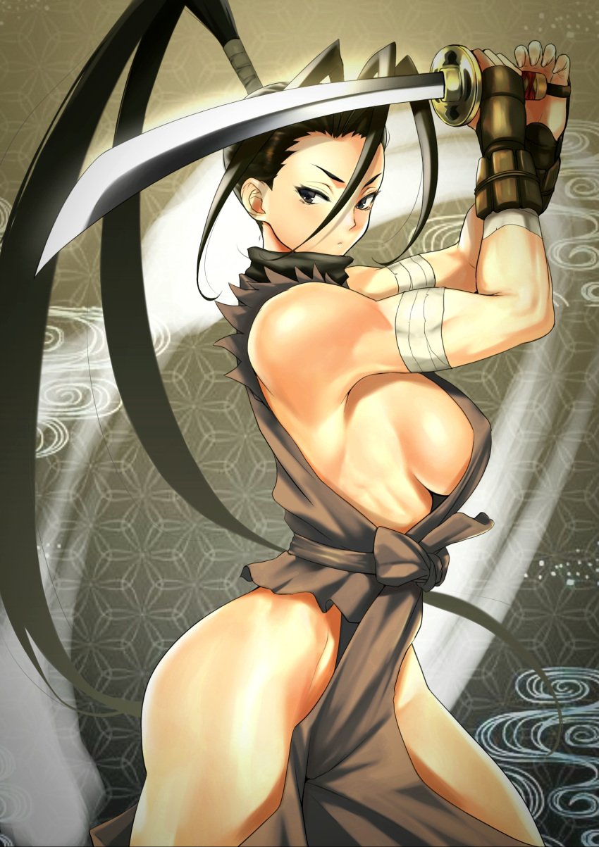 2d anagumasan big_breasts breasts busty capcom erect_nipples female female_focus female_only hourglass_figure ibuki_(street_fighter) kunoichi long_hair ninja nipple_bulge sideboob street_fighter street_fighter_iii tagme wide_hips