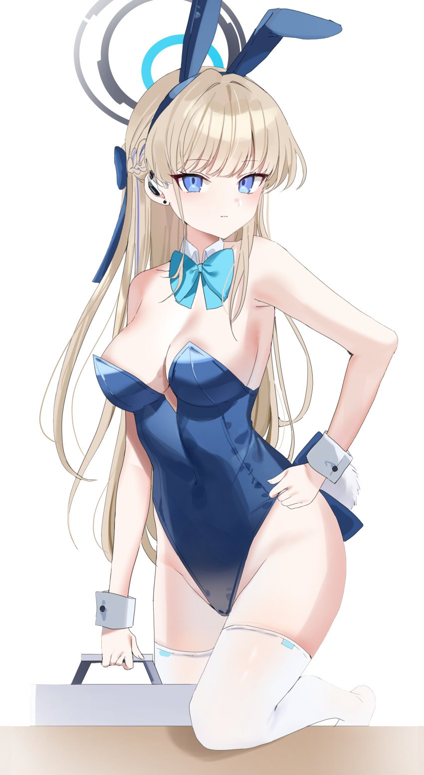 1girls bare_armpits bare_arms bare_chest bare_hands bare_hips bare_shoulders bare_skin bare_thighs blonde_eyebrows blonde_female blonde_hair blonde_hair_female blue_archive blue_bowtie blue_bunny_ears blue_bunnysuit blue_eyes blue_eyes_female blue_hair_ribbon blue_hair_tie blue_hairband blue_halo blue_leotard blue_ribbon blue_topwear bowtie braid braided_hair breasts bunny_ears bunnygirl bunnygirl_outfit bunnysuit busty busty_female busty_girl busty_teen calves cleavage collar collarbone crown_braid curvaceous curvaceous_body curvaceous_female curvaceous_figure curvaceous_hips curvaceous_teen curvy curvy_body curvy_female curvy_figure curvy_hips curvy_teen dot_nose ear_piercing elbows emduck exposed_armpits exposed_arms exposed_chest exposed_hips exposed_shoulders exposed_skin exposed_thighs eyebrows_visible_through_hair fair_skin female female_focus female_only fingernails fingers groin hair_ribbon hair_tie hairband halo hand_on_hip hand_on_own_hip hand_on_own_waist hand_on_waist high_resolution high_school_student highres hourglass_figure knee_socks knees kneesocks large_breasts larger_breasts lean_body lean_figure legs legwear leotard light-skined_female light-skinned light-skinned_female light_skin light_skin_female light_skinned light_skinned_female long_hair looking_at_viewer narrow_waist overknees pierced_ear ribbon school_girl shoulders simple_background slender_body slender_waist slim_girl slim_waist smooth_skin solo standing stockings teen_girl teenage_girl teenager thick_thighs thigh_highs thighhighs thighs thin_waist toki_(blue_archive) topwear upper_body v-line white_background white_collar white_legwear white_stockings white_thigh_highs white_thighhighs white_wrist_cuffs wide_hips wrist_cuffs