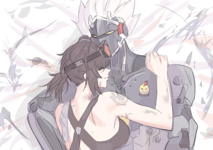 1boy 1boy1girl 1girls bed billy_kid_(zenless_zone_zero) cyborg female grace_howard holding_each_other in_bed male meme robot_boy robots_2025 shitpost tank_top zenless_zone_zero