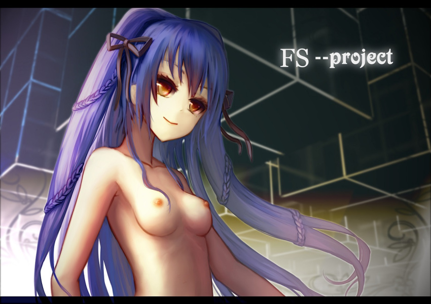 1girls braid breasts female hc long_hair nipples nude original purple_hair solo wangchuan_de_quanyan yellow_eyes