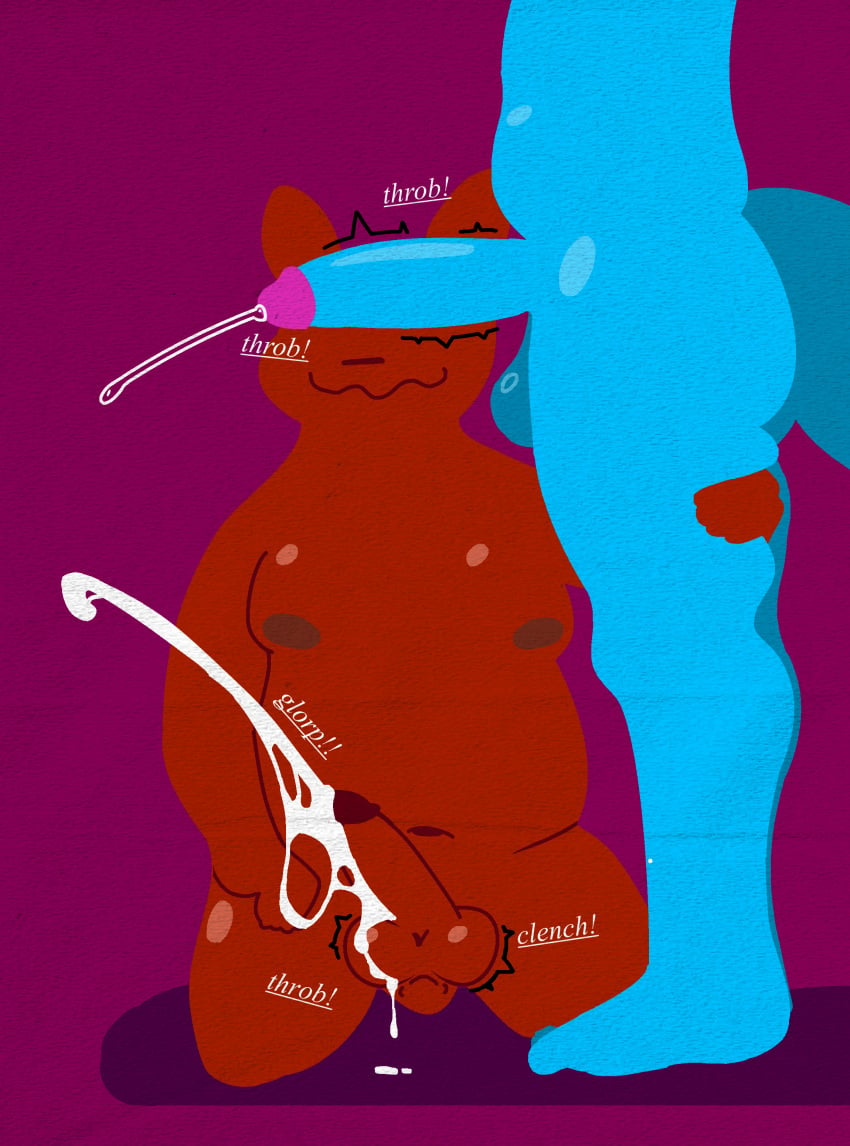 absurd_res anthro artificer_(rain_world) ass atlasfugged balls big_balls big_butt blush bodily_fluids clenching_balls cum cumshot digital_media_(artwork) duo ejaculation erection fur genital_fluids genitals hi_res humanoid humanoid_genitalia humanoid_penis male male/male mammal nipples nude penis rain_world retracted_balls rivulet_(rain_world) sex simple_background slightly_chubby slightly_chubby_male slugcat tail text videocult