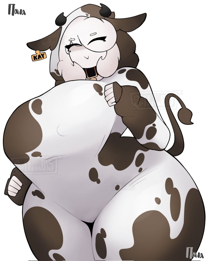 cow_ears cow_horns cow_onesie cow_tail kay_(srnava) srnava