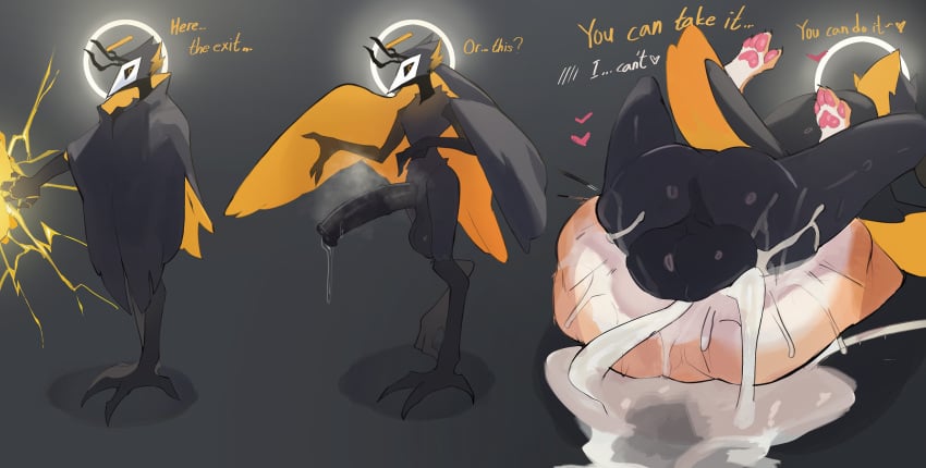 anal anal_sex balls big_balls big_penis black_body black_wings bodily_fluids cum cum_drip cum_in_ass cum_inside cumshot dialogue dripping duo ejaculation erection excessive_cum excessive_genital_fluids genital_fluids genitals hi_res huge_balls huge_cock humanoid male nude orgasm pawpads penetration penile penile_penetration penis penis_in_ass saggy_balls sex slim slim_male small_waist spread_wings text wings xeono yellow_wings