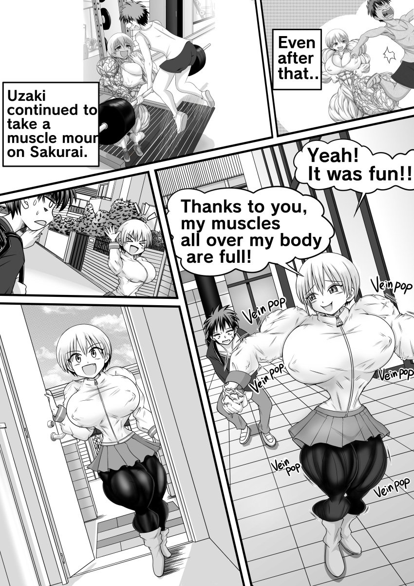 abs biceps big_breasts big_muscles breasts female huge_breasts huge_muscles large_breasts large_muscles muscles muscular muscular_arms muscular_female muscular_legs muscular_thighs pecs runonpu uzaki-chan_wa_asobitai! uzaki_hana