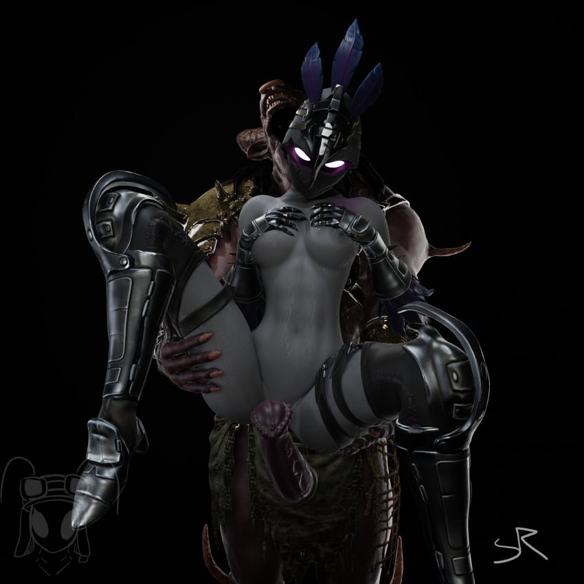 blender commission fortnite fortnite:_battle_royale greek_mythology grey_body hands_on_breasts holding_legs horsecock imminent_sex minotaur monster monster_cock ravage_(fortnite) stupidroach