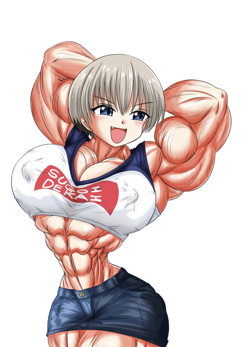 abs biceps big_breasts big_muscles breasts extreme_muscles female huge_breasts huge_muscles large_breasts large_muscles muscles muscular muscular_arms muscular_female muscular_legs muscular_thighs pecs runonpu uzaki-chan_wa_asobitai! uzaki_hana