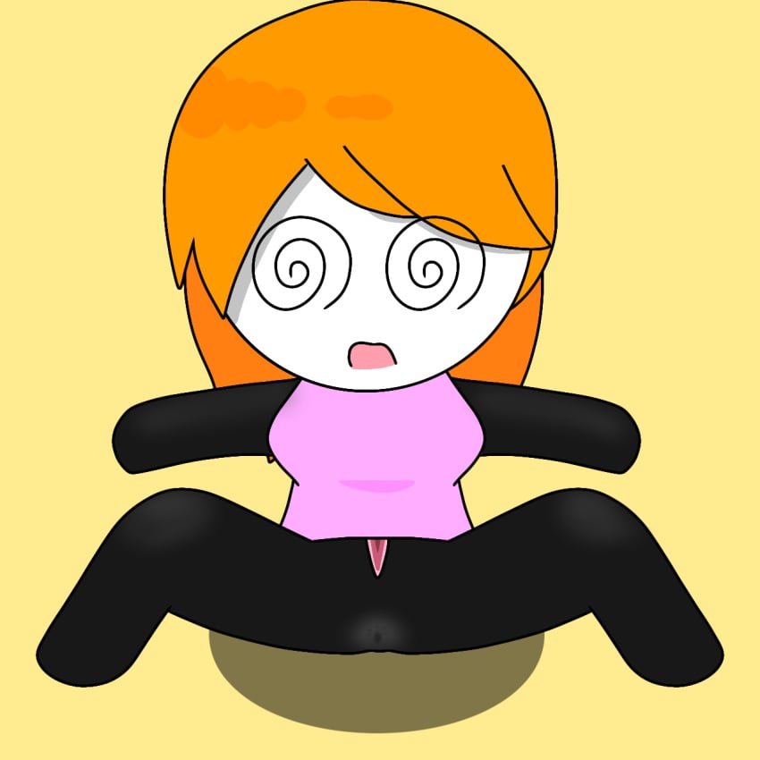 1girl @_@ background_character bottomless chibi cute first_porn_of_character no_humans no_panties orange_background orange_hair pink_shirt reporter_(zolaman) simple_background simple_shading stick_figure stickfigure stickman zolaman_(franchise) 졸라맨