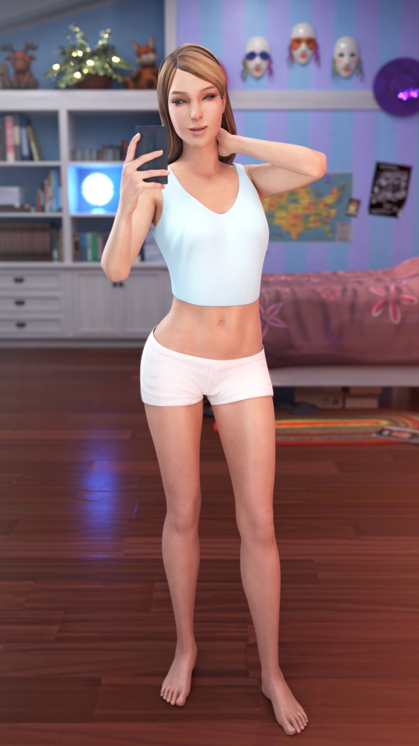 1girls 3d bedroom blonde_hair female female_focus female_only koomer life_is_strange light-skinned_female panties rachel_amber tagme teenager white_panties white_topwear