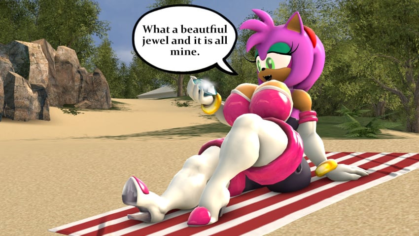 amy_rose amy_the_bat bluewyvern chaos_emerald high_heel_boots high_heels rouge_the_bat_(cosplay) voluptuous_female