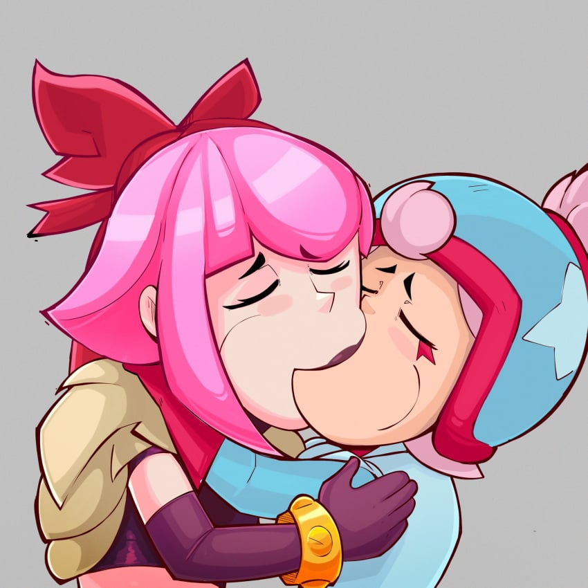 brawl_stars girl_kiss janet_(brawl_stars) melodie_(brawl_stars) meme sfw yuri zelsxnn