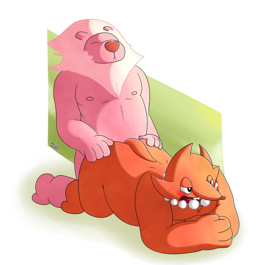 2boys anal anal_sex anthro anthro_on_anthro canine cartoon_network duo feline fox foxman foxman_(steven_universe) furry gay lion lion_(steven_universe) male male/male male_only mammal penetration sex simple_background spikyjuggernut steven_universe yaoi