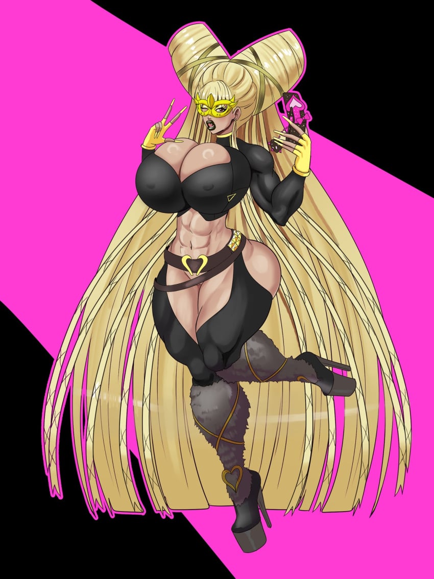 1girls 2025 abs alternate_version_available annon belt big_lips bimbo bimbofied black_boots black_lips black_lipstick blonde_hair boob_window boots bottomless breasts_bigger_than_head brown-skinned_female brown_belt brown_eyes brown_skin brown_skinned_female cleavage clothed clothed_female clothing earrings eyeshadow female female_only fingerless_gloves full_lips gloves gyaru heeled_boots heels high_boots holding_phone huge_breasts licking_lips licking_own_lips lipstick long_hair long_nails makeup mask masked masked_female midriff muscular muscular_arms muscular_female muscular_legs muscular_thighs nail_polish navel nipple_bulge persona persona_5 persona_5:_the_phantom_x phone platform_boots platform_heels pussy solo solo_female tan-skinned_female tan_skin tan_skinned_female tanned tanned-skinned_female tanned_female tanned_skin tanned_skinned_female thick_thighs tomiyama_kayo tongue tongue_out wide_hips wink winking winking_at_viewer yellow_eyeshadow yellow_fingerless_gloves yellow_gloves yellow_mask yellow_nail_polish yellow_nails
