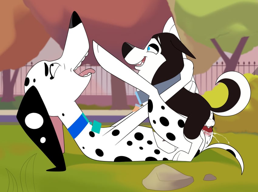 101_dalmatian_street 101_dalmatians absurd_res age_difference animal_genitalia animal_penis blurrypanda bodily_fluids canid canine canis cheating_wife collar cum cum_inside dalmatian delilah_(101_dalmatians) disney domestic_dog duo female feral feral_on_feral feral_penetrated feral_penetrating genital_fluids genitals hansel_(101_dalmatians) hi_res husky infidelity knotting larger_female leaking_cum looking_pleasured male male/female mammal nordic_sled_dog older_female outside_sex park penetration penis plant sex size_difference smaller_male smile spitz tongue tongue_out tree younger_male