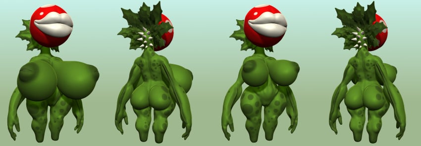 1girls 3d anthro ass big_breasts big_butt breasts female female_only flora_fauna full_body green_skin huge_breasts inverted_nipples long_arms mario_(series) multiple_images multiple_views nintendo nipples nude piranha_plant plant puffy_nipples pussy smile solo spikes standing video_games wattchewant