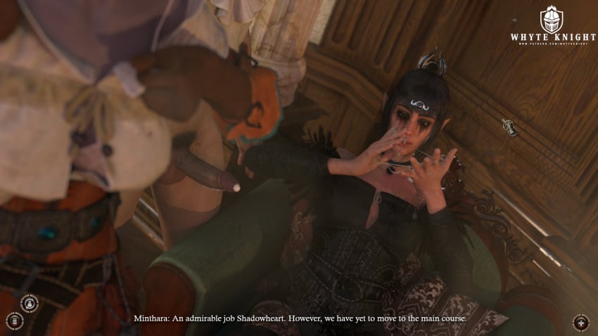 1boy 2girls 3d 3d_(artwork) baldur&#039;s_gate baldur&#039;s_gate_3 black_hair chair comic comic_page cum_in_mouth cum_on_hand cum_on_hands cumshot cumshot_on_face dark_elf drow dungeons_and_dragons elf_ears fantasy female half_elf holding_cum indoors long_hair makeup makeup_running male minthara penis pointy_ears ponytail shadowheart tav_(baldur&#039;s_gate) the_witcher_(series) the_witcher_3:_wild_hunt video_game_character video_games white_hair whyte_knight