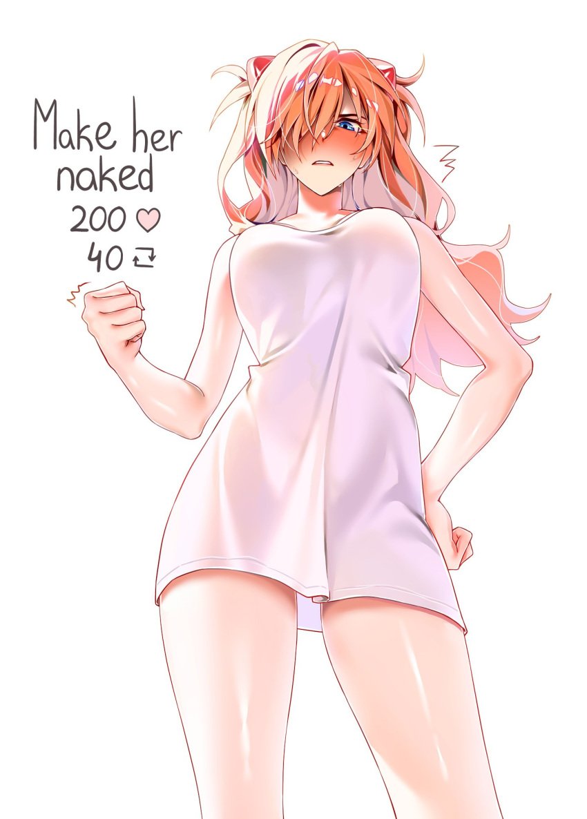 1girls asuka_langley_sohryu bare_hands bare_legs bare_shoulders bare_skin bare_thighs big_breasts blue_eyes blue_eyes_female blush blush_face blushing_at_viewer blushing_female breasts busty busty_female busty_girl busty_teen collarbone curvaceous curvaceous_body curvaceous_female curvaceous_figure curvaceous_hips curvaceous_teen curvy curvy_body curvy_female curvy_figure curvy_hips curvy_teen embarrassed embarrassed_expression embarrassed_female exposed_legs exposed_shoulders exposed_skin exposed_thighs female female_focus female_only fingers hair_ornament hair_ornaments hair_over_one_eye high_resolution highres large_breasts lean_figure lips long_hair looking_at_viewer looking_down looking_down_at_viewer machulanko narrow_waist neon_genesis_evangelion orange_eyebrows orange_hair orange_hair_female shame shiny_hair shiny_legs shiny_skin shiny_thighs shoulders simple_background slender_body slender_waist slim_waist solo standing thick_thighs thighs underboob upper_body white_background