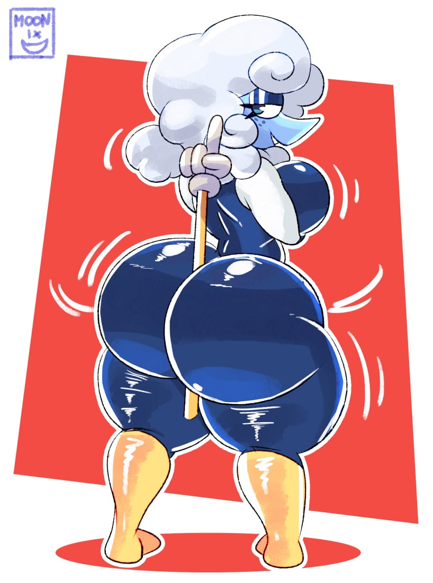 ass ass_focus back_view big_ass big_breasts breasts deltarune deltarune_chapter_3 elnina_(deltarune) jiggle jiggling_ass large_ass looking_back moonix_xero no_background shaking thick_thighs thunder_thighs tight_clothing twerking watermark wobbling_ass