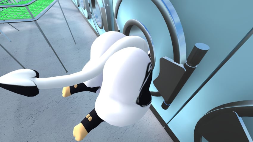 all_dat_ass ambiguous_gender ass_shine big_ass big_tail daytime fat_ass fat_thighs hooves huge_ass laundromat laundry mrhighvoice prone_position stuck stuck_in_washing_machine sunny thick_thighs vrchat vulnerable