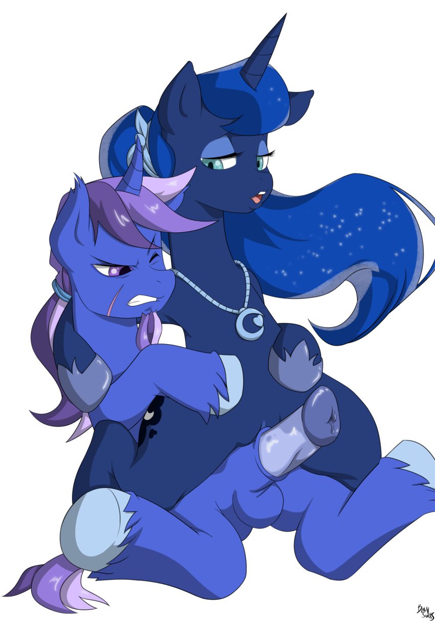 2015 alicorn animal_genitalia balls brainsucks equine erection fan_character female feral friendship_is_magic horn horsecock imminent_sex male mammal my_little_pony penis princess_luna_(mlp) pussy unicorn wings