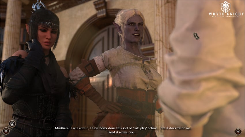 1boy 2girls 2girls1boy 3d baldur&#039;s_gate baldur&#039;s_gate_3 black_clothing black_eyes black_gloves black_hair comic comic_page dark-skinned_female dark_elf dark_skin drow dungeons_and_dragons fantasy female fully_clothed gloves half_elf long_hair looking_at_partner looking_at_penis male medium_breasts minthara no_sex purple_skin red_eyes sfw shadowheart story story_in_picture subtitled text the_witcher_(series) the_witcher_3:_wild_hunt video_game_character video_games white_hair whyte_knight