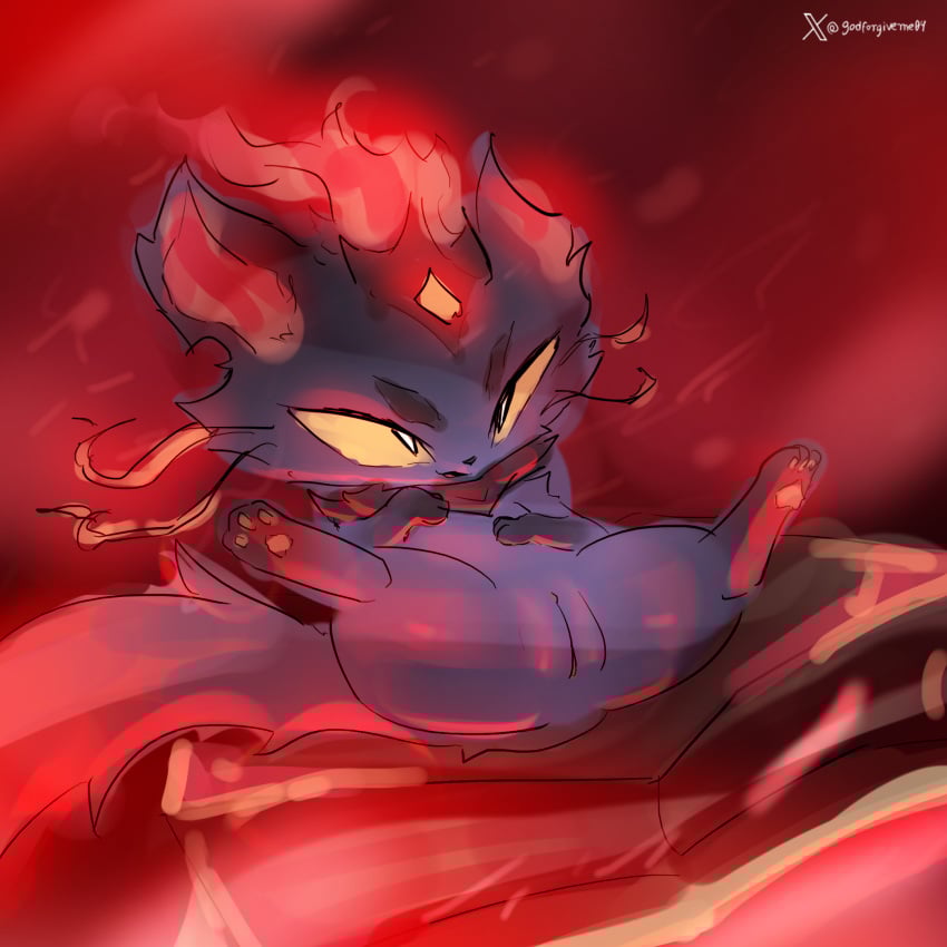 book dawnbringer_yuumi digital_media_(artwork) domestic_cat felid feline felis female feral fur genitals godforgiveme4 grey_body grey_fur hi_res league_of_legends mammal nude presenting riot_games smile solo tail tencent vulva yuumi_(lol)
