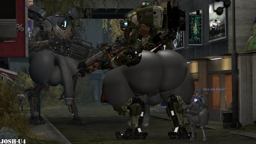 1_eye 3d apex_legends blue_eyes broly_culo bt-7274 coach_(left_4_dead) extreme_size_difference holding_weapon huge_ass huge_balls huge_butt huge_cock josh-u4 left_4_dead_(series) looking_back machine male male_only mecha northstar_(titanfall) pathfinder_(apex_legends) robot source_filmmaker thumbs_up titanfall weapon yellow_eyes