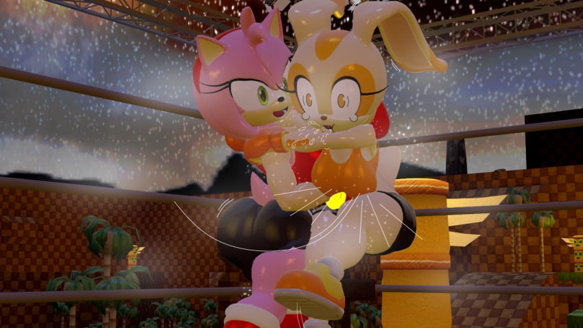 2girls 3d 3d_(artwork) amy_rose anthro ass back_bulge big_ass big_breasts boxing boxing_gloves boxing_ring breasts catfight cream_the_rabbit fat_ass female_focus female_only fight fighting furry gut_punch huge_ass large_ass large_breasts punching punching_stomach rngsucks ryona sonic_(series) sonic_the_hedgehog_(series) stomach_punch thick thick_ass thick_thighs thighs vs