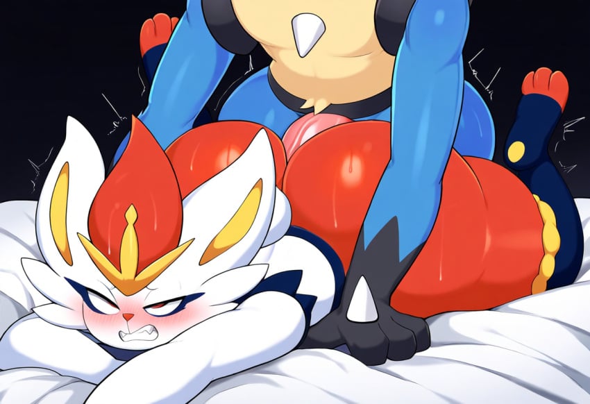 2boys ai_generated anal anal_sex big_ass big_butt big_penis bottom_heavy cinderace clenched_teeth erection femboy feminine_male fucked_silly gay girly huge_ass huge_butt lucario male/male mullon novelai plap pokemon pokemon_(species) pokemon_dppt pokemon_ss rough_sex sex sweat sweaty thick_thighs voluptuous wide_hips yaoi