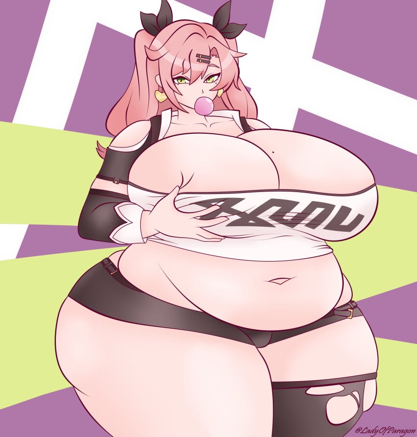 1girls bbw belly belly_button breasts chubby chubby_female cunning_hares fat female female_focus female_only horizontal_navel huge_breasts ladyofparagon nicole_demara overweight overweight_female solo solo_female solo_focus thighs zenless_zone_zero