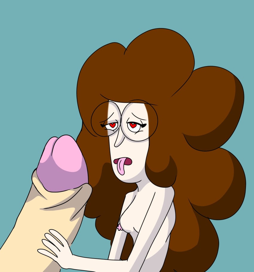 big_dick big_penis breasts breasts_out brown_hair caritxxx cartoon clarence female glasses heart-shaped_pupils hyper_penis long_hair melanie_baker nipples penis pink_nipples small_boobs small_nipples small_tits tongue_out white_body white_penis